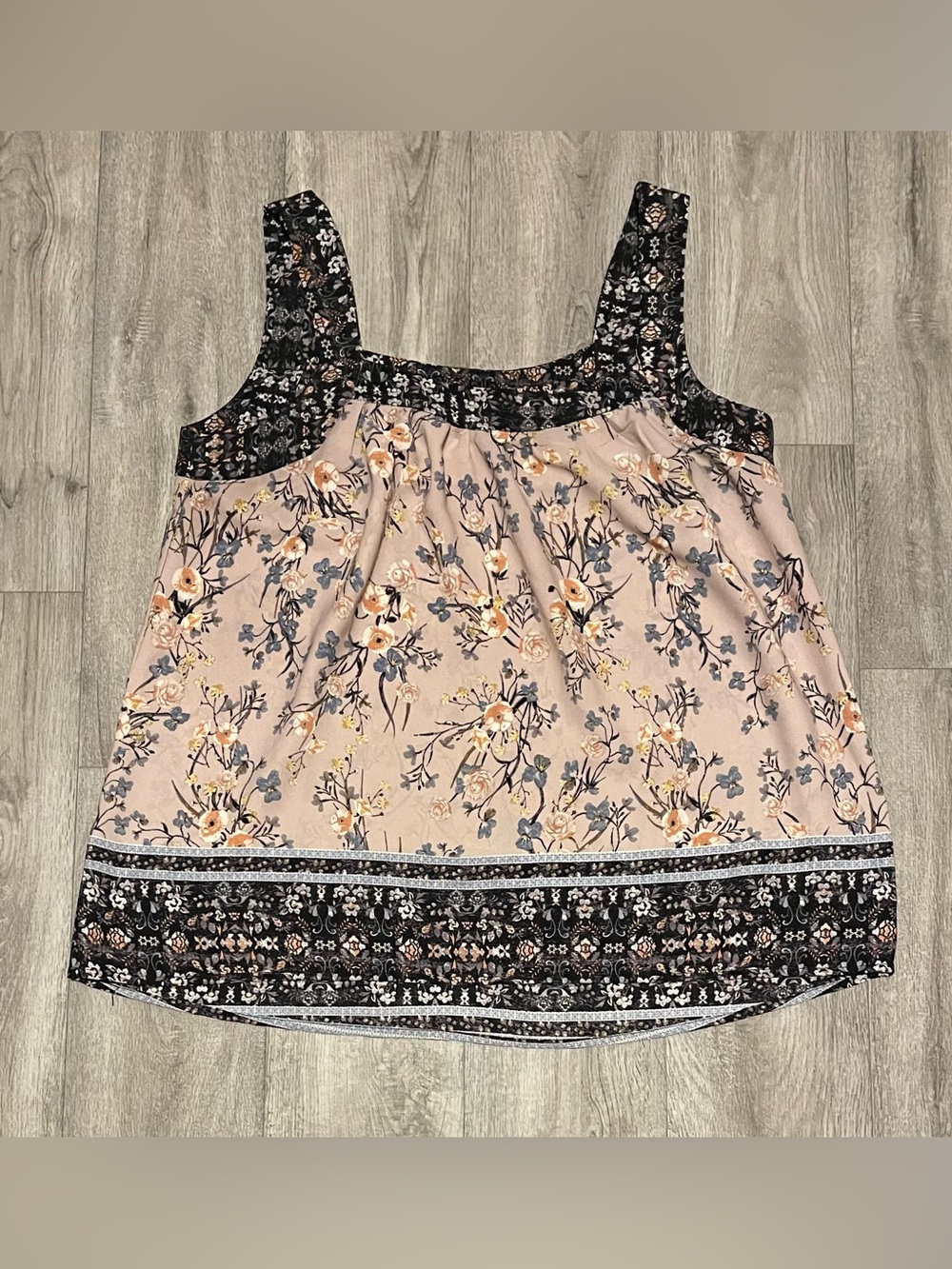 Knox Rose Women’s Size Medium Babydoll Tank Top Blouse Floral Boho